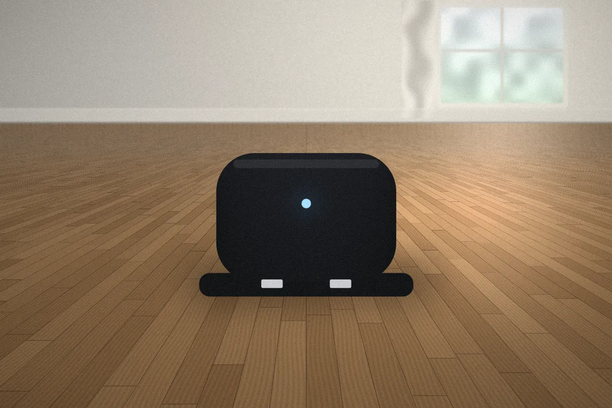 Robot vacuum charging dock with two metal charging contacts on its base plate